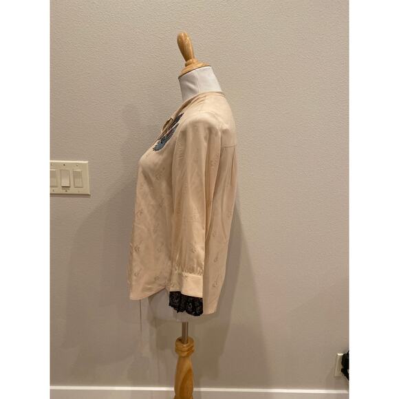 Zadig & Voltaire Silk Blouse Tiago Jac Bis Guitar Skeleton Angel L/S Size Small - Picture 4 of 6